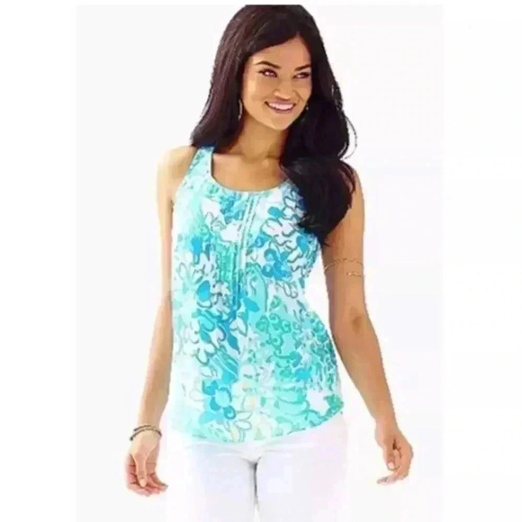 Lilly Pulitzer Dahlia Silk Tank Top Color “Resort White In A Pinch” - Picture 5 of 5